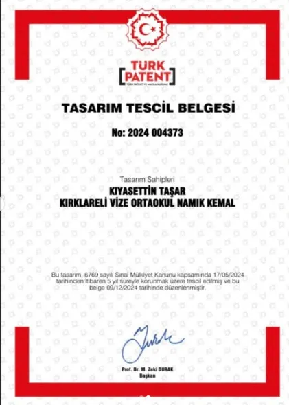 Namık Kemal Ortaokulu Markası Tescillendi